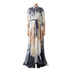 $5490 Gabriela Hearst Daisy Belted Tie-dyed Cashmere and Silk Maxi Dress Size 2